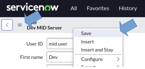 Save from the context header