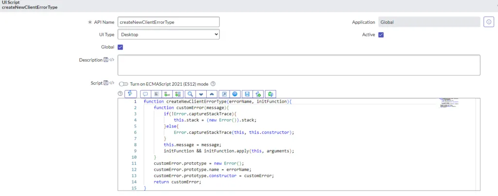 Create New Error Type UI Script Image