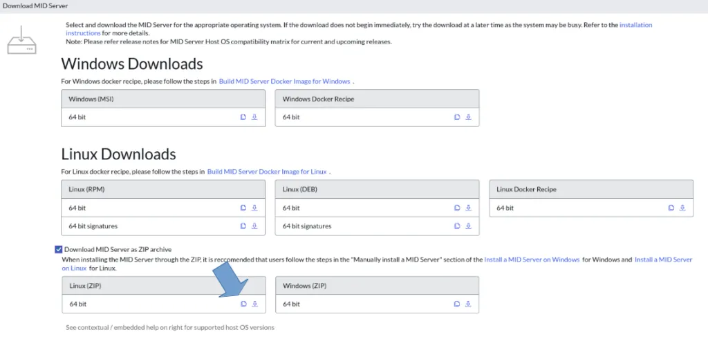 Mid-server Downloads page